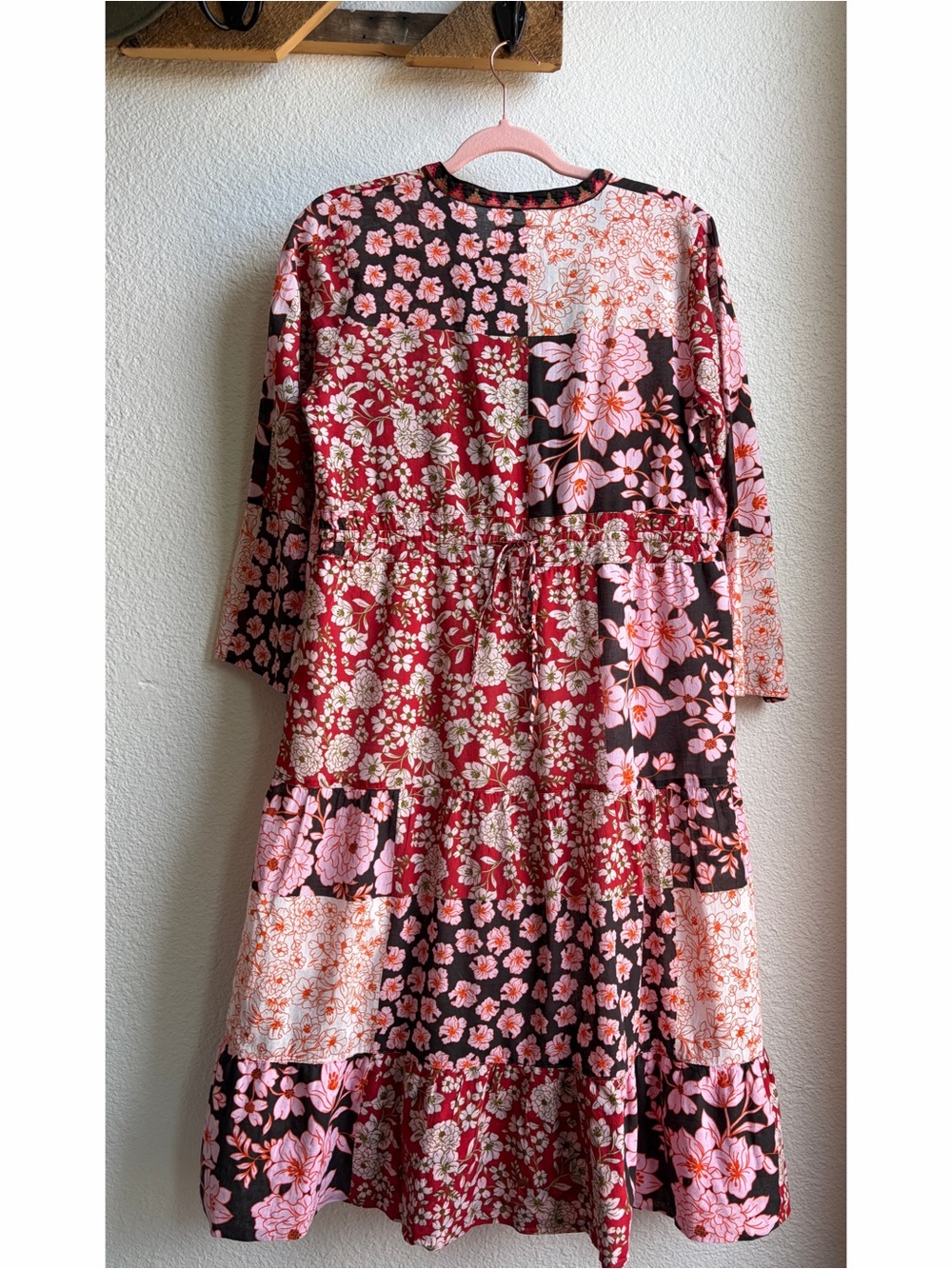 Johnny Was Flora Tie Back Patchwork Cotton Midi Dress Small - Picture 5 of 11